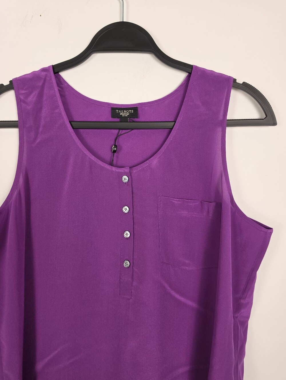 Talbots Women's Cutaway Shell Split Neck Blouse Tank Top Silk NWOT Size M - Picture 6 of 12